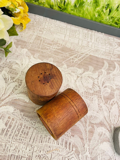 Vintage Wooden Salt & Pepper Shaker Set