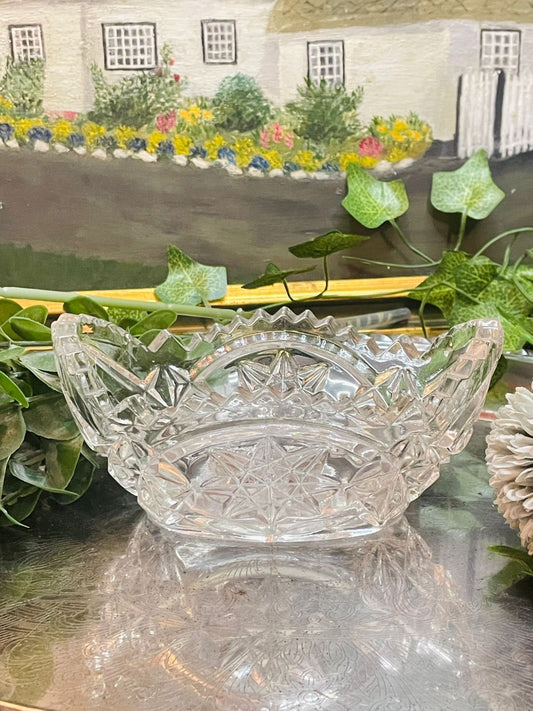 Vintage Small Lead Crystal Fruit Bowl – Elegant Cut Glass Decor