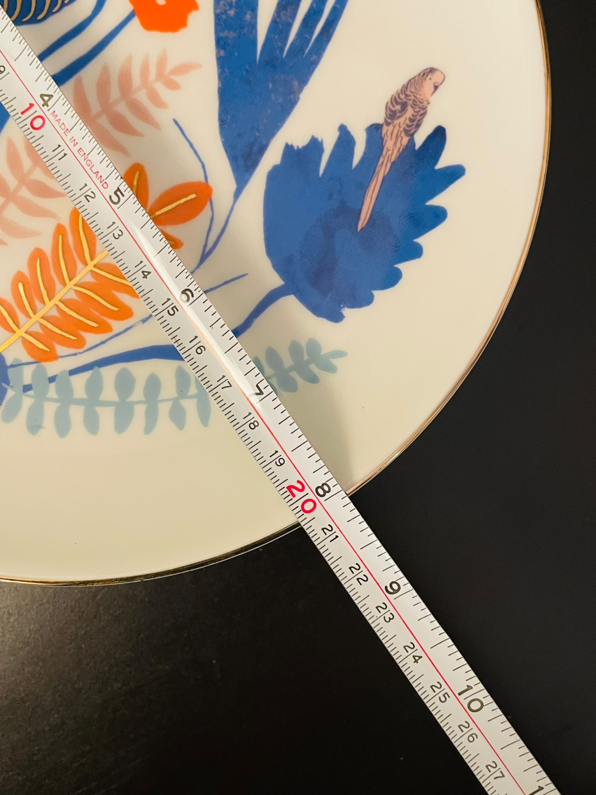 Botanical Tropical Side Plates Set of 4 with Gold Trim