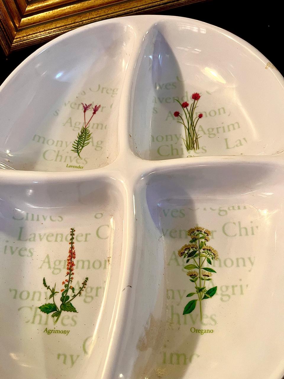 Vintage Botanical Divided Ceramic Serving Platter