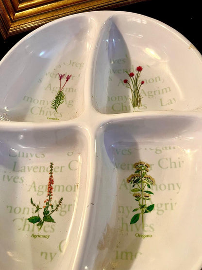 Vintage Botanical Divided Ceramic Serving Platter