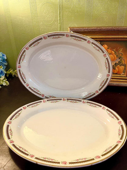Vintage Pink Rose Oval Serving Platter set – 9 Inch