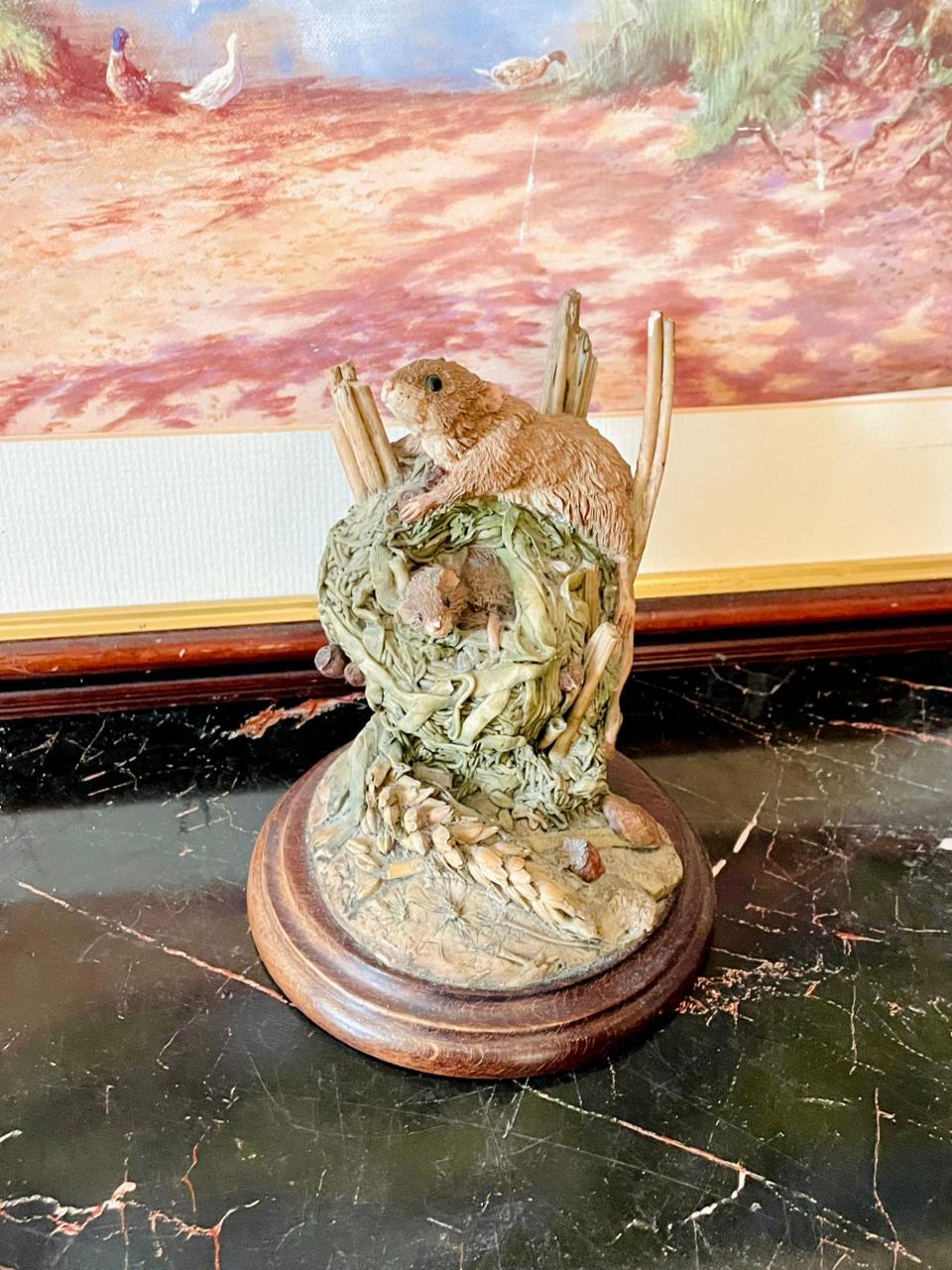 vintage mouse figurine, ceramic animal statue, England pottery collectible, antique home décor Pakistan, rare thrift finds, mouse nest sculpture, European vintage drop, heritage European treasures, rustic vintage décor, collectible animal figurine, farmhouse style decoration