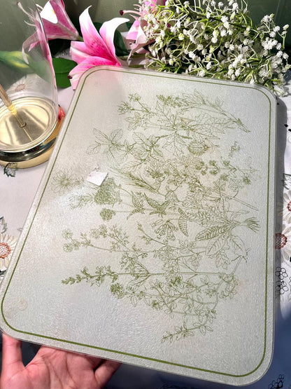 Green Botanical Rectangular Cutting Board 16 Inch