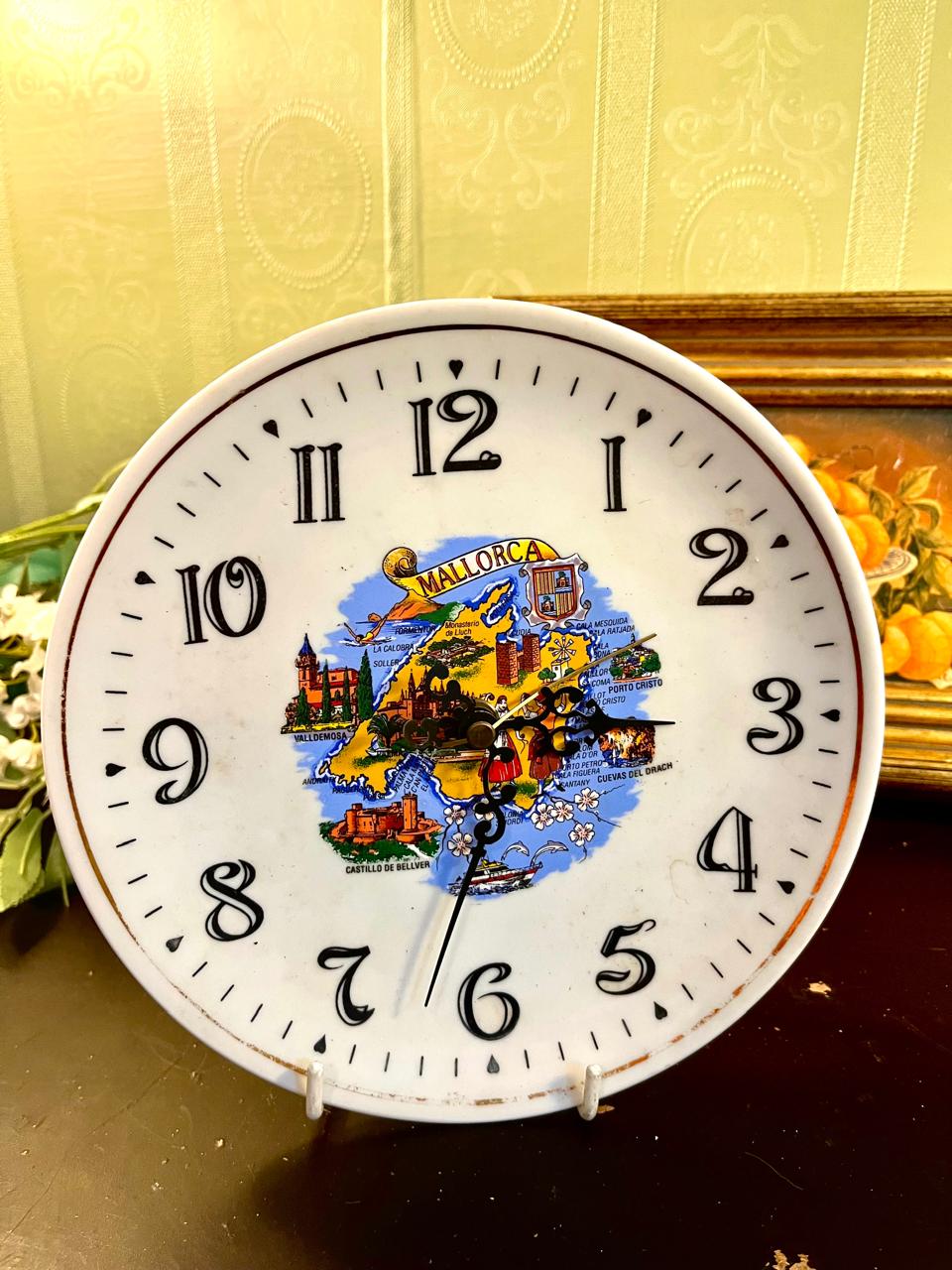 Vintage Mallorca Souvenir Wall Clock Plate 20 cm