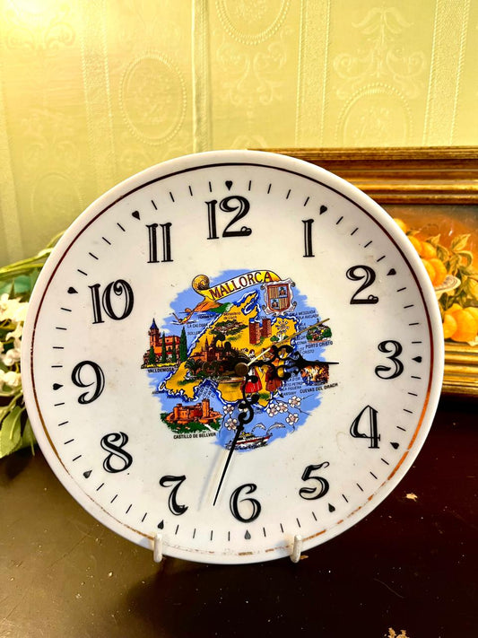 Vintage Mallorca Souvenir Wall Clock Plate 20 cm