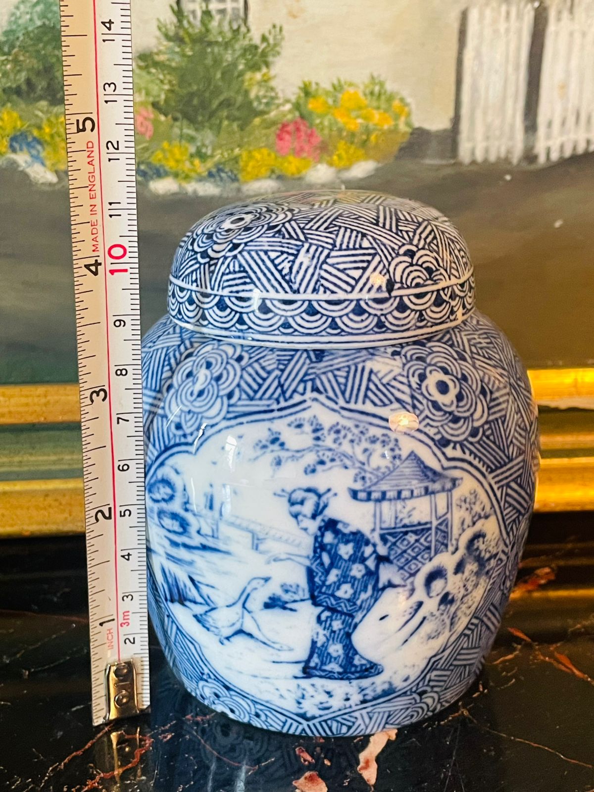 Blue Pottery Ginger Jar with Lid – candy jar - Hand-Painted Design