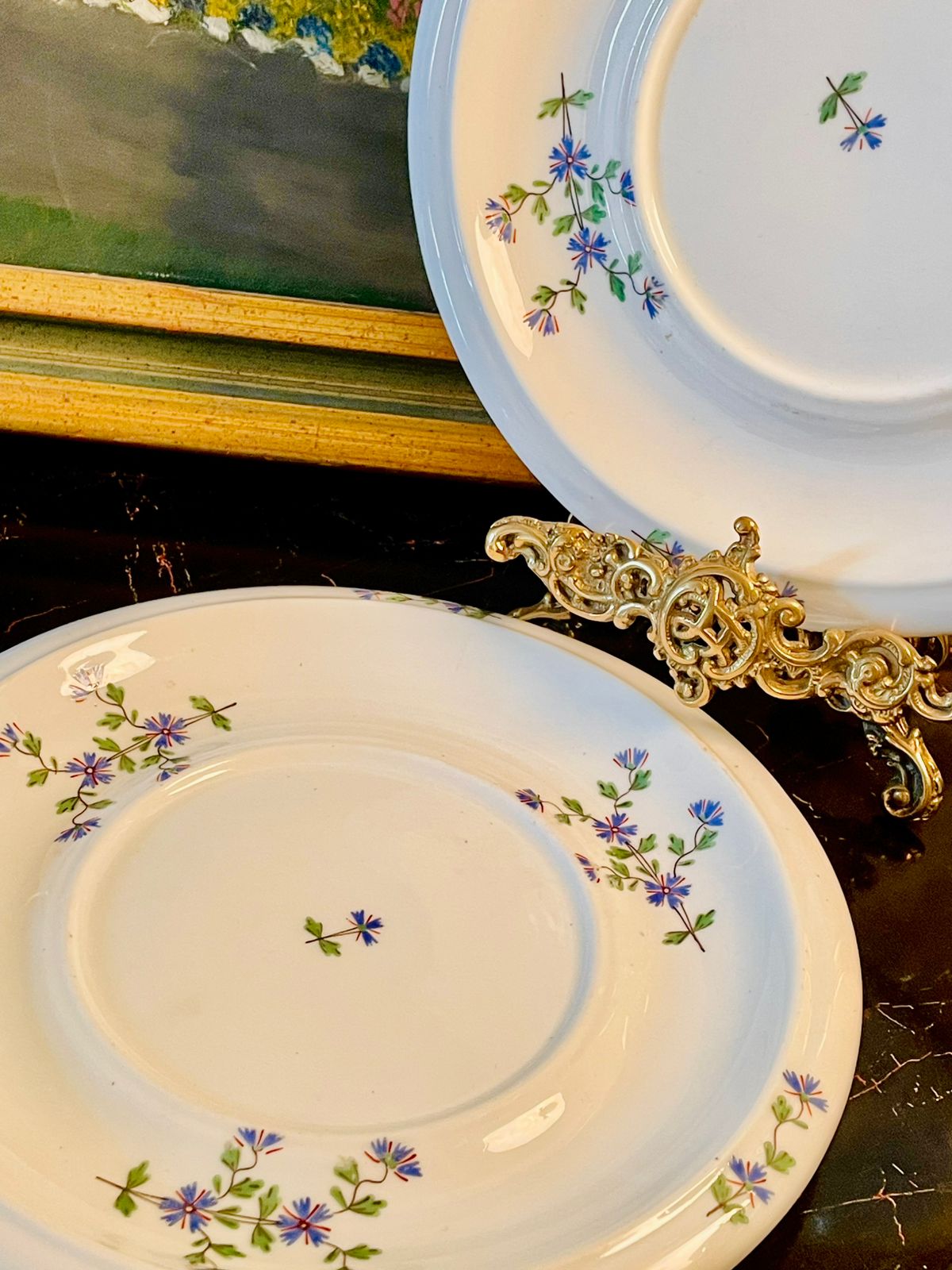 Vintage English Ceramic Coasters with Blue Wildflower Design – Teapot & Mug Mats