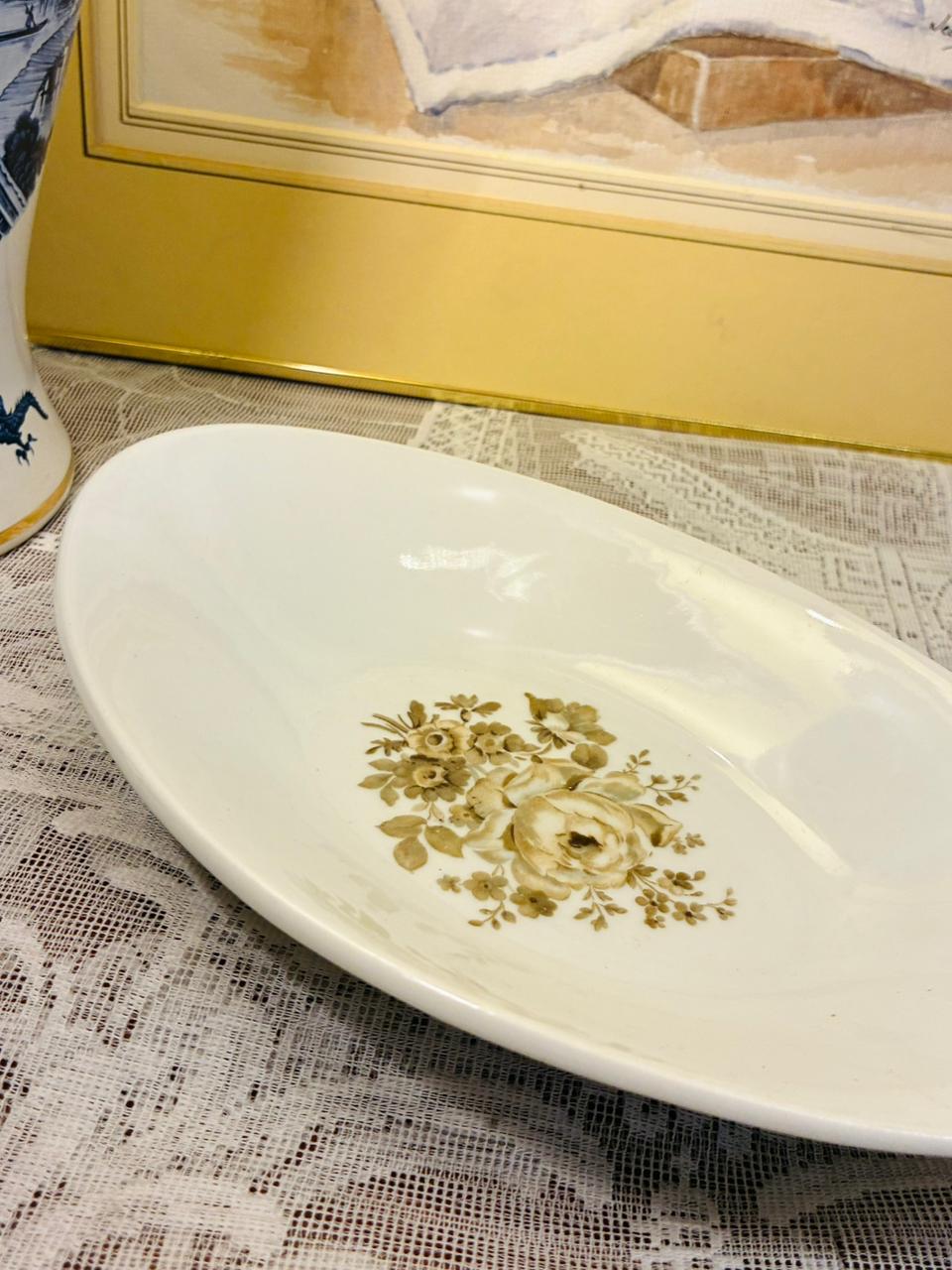 Vintage Bavaria Oval Serving Dish — 9 inch Floral Porcelain Bowl