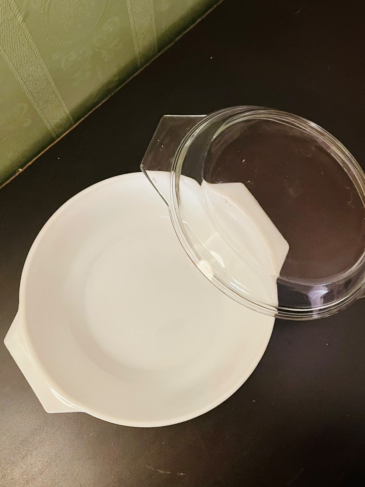 Vintage Red Rose Casserole Dish 9 Inch Glass Lid