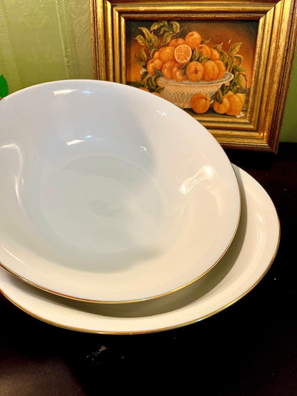 Vintage White Porcelain Serving Soup Bowls Set of 2 – 24 cm