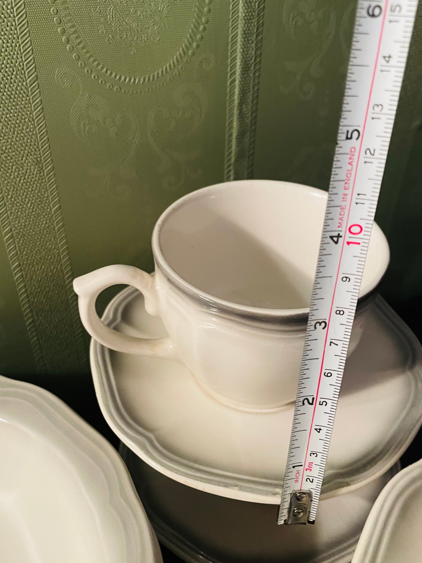Vitramik Oxford Grey Rim Dinnerware Set For Six