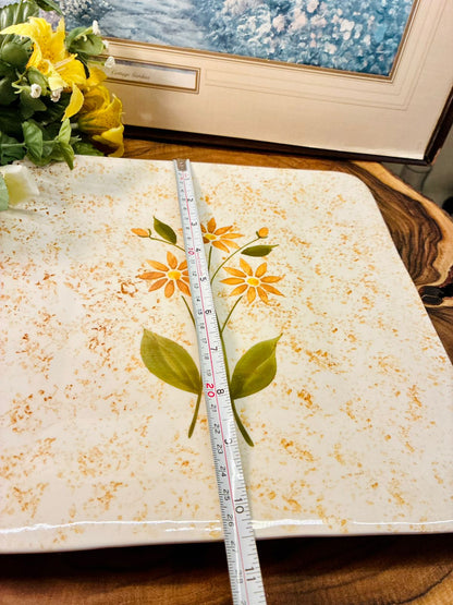 Hand Painted Floral Ceramic Serving Tray Platter