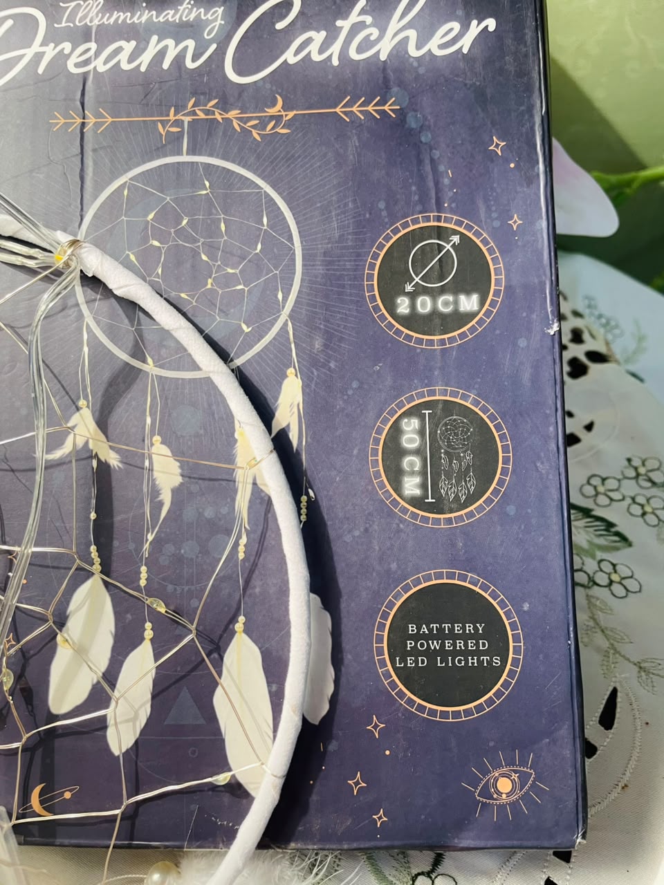 White Light-Up Dreamcatcher Wall Hanging Approx. 20 cm