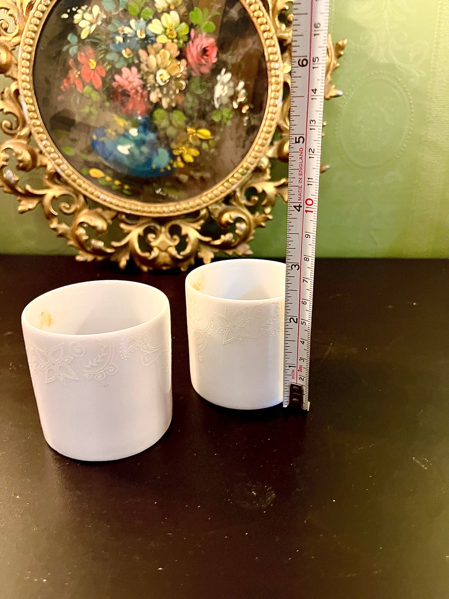 Pair of White Floral Ceramic Tealight Candle Holders