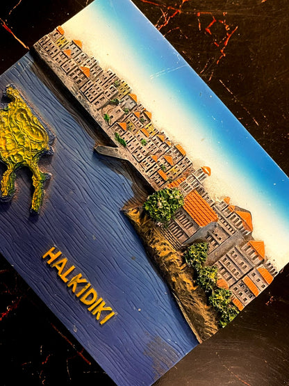 Vintage Halkidiki Greece Wall Plaque Coastal Souvenir Art