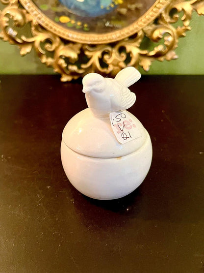 White Bird Lid Ceramic Trinket Box