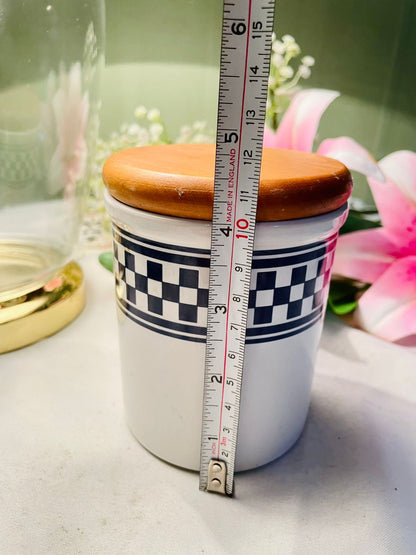 International Tableworks Checkered Ceramic Jar Airtight 4.5 in