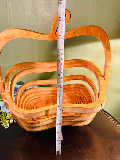 Expandable Wooden Apple Fruit Basket – Collapsible Folding Basket