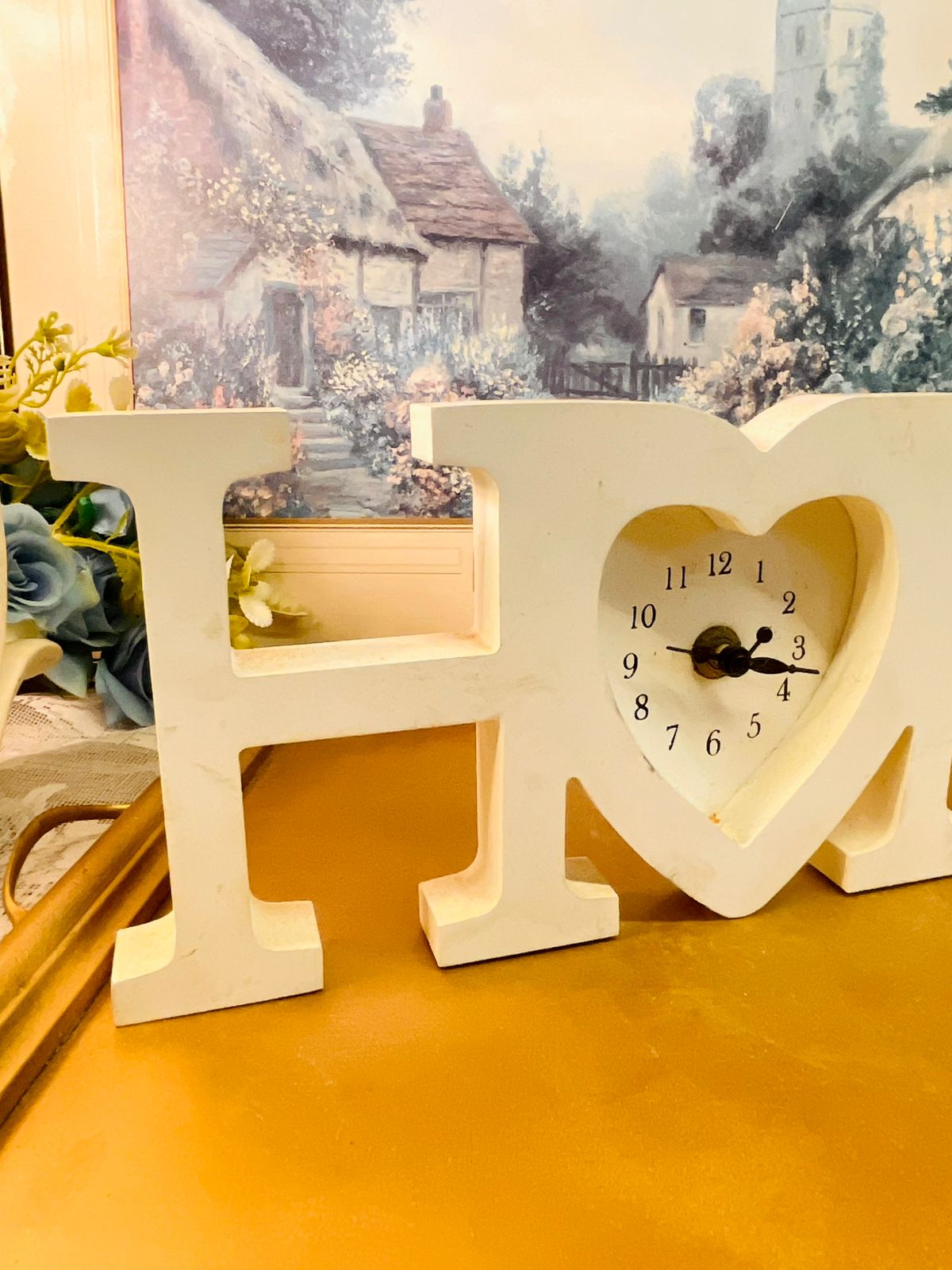 HOME Letter Clock White Decorative Love Heart Wall Decor