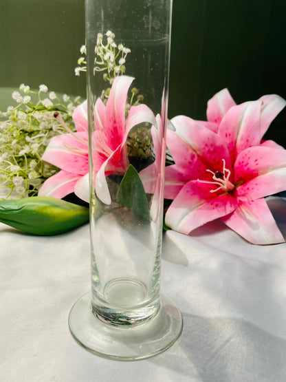 Vintage Clear Crystal Cylinder Bud Vase 10 in
