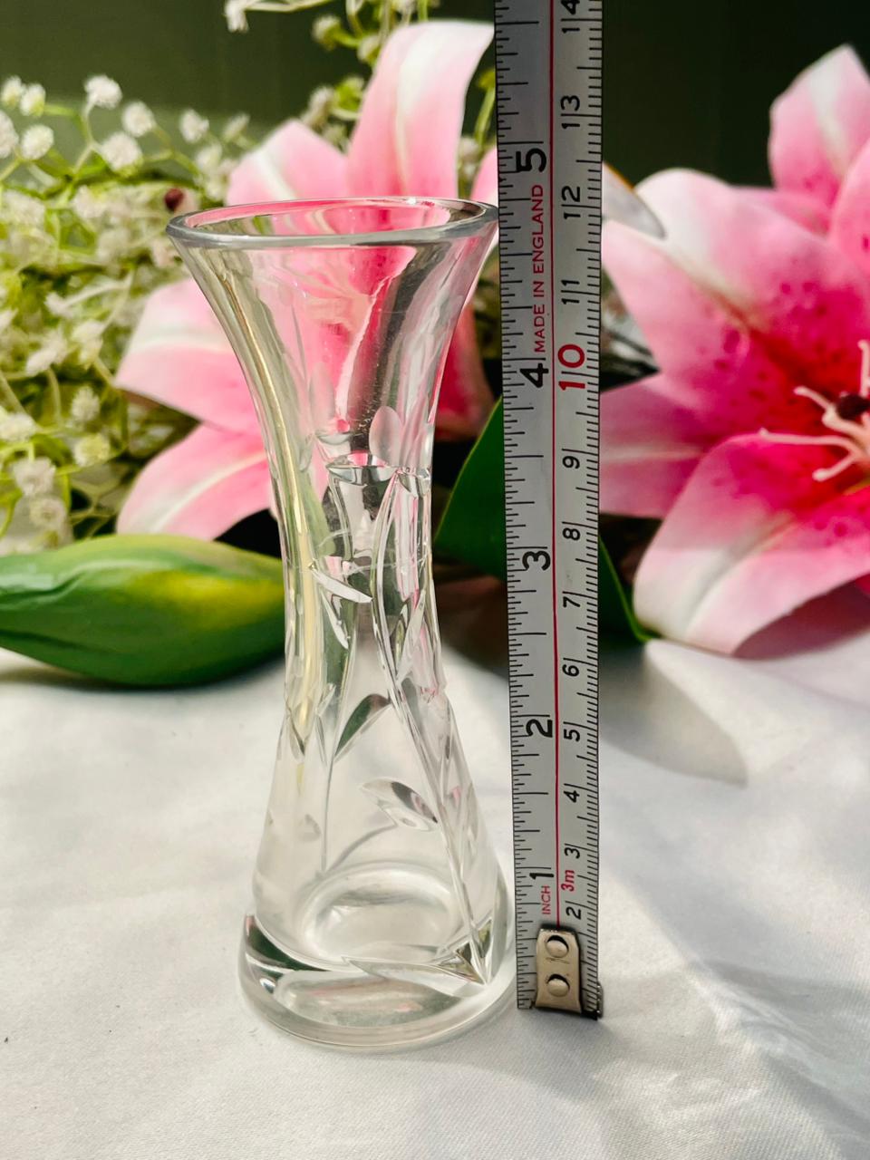 Vintage Clear Crystal Bud Vase 4.75 in