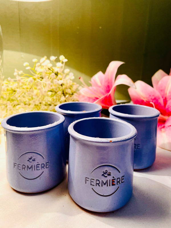 La Fermière Blue Ceramic Dessert Pots – Set of 4, 3 Inch