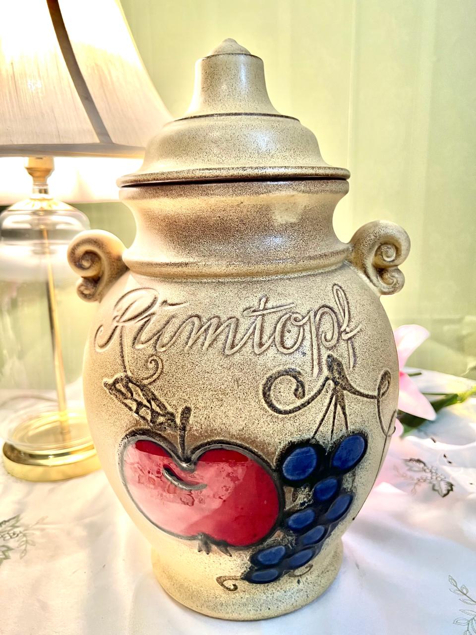 Vintage Rumtopf Lidded Ceramic Jar Fruit Motif 31 cm