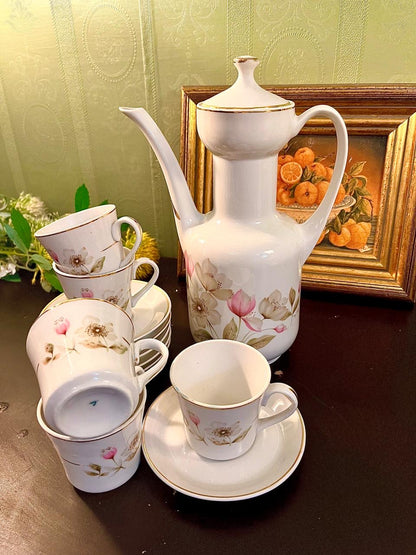 Vintage Floral Coffee Set with Coffee Pot – 11 Piece