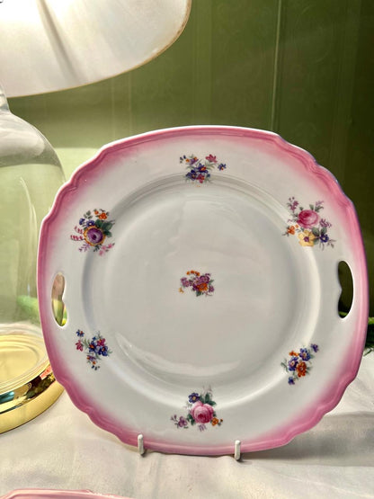 5-Piece German Floral Plate & Serving Platter Set 8.5 in