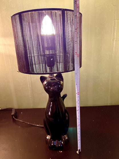 Black Cat Ceramic Table Lamp 16 Inch