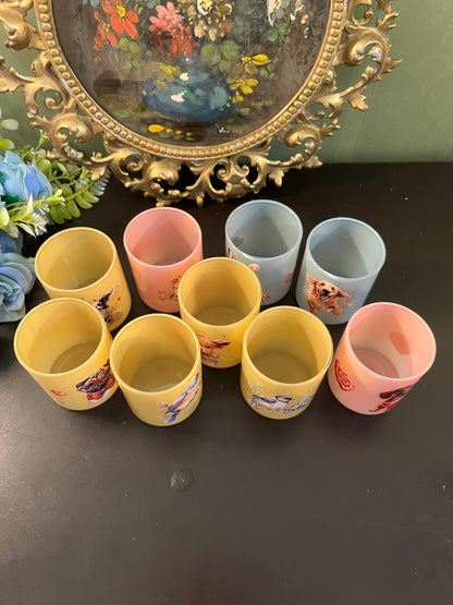 Set of 9 Cute Animal Ceramic Candle Cups / Mini Votive Holders