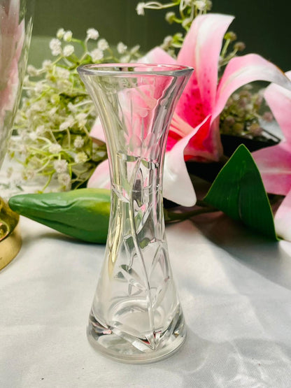 Vintage Clear Crystal Bud Vase 4.75 in