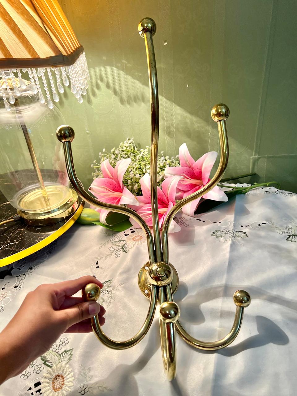 Brass Wall-Mounted Multi Hook Rack Approx. 32cm