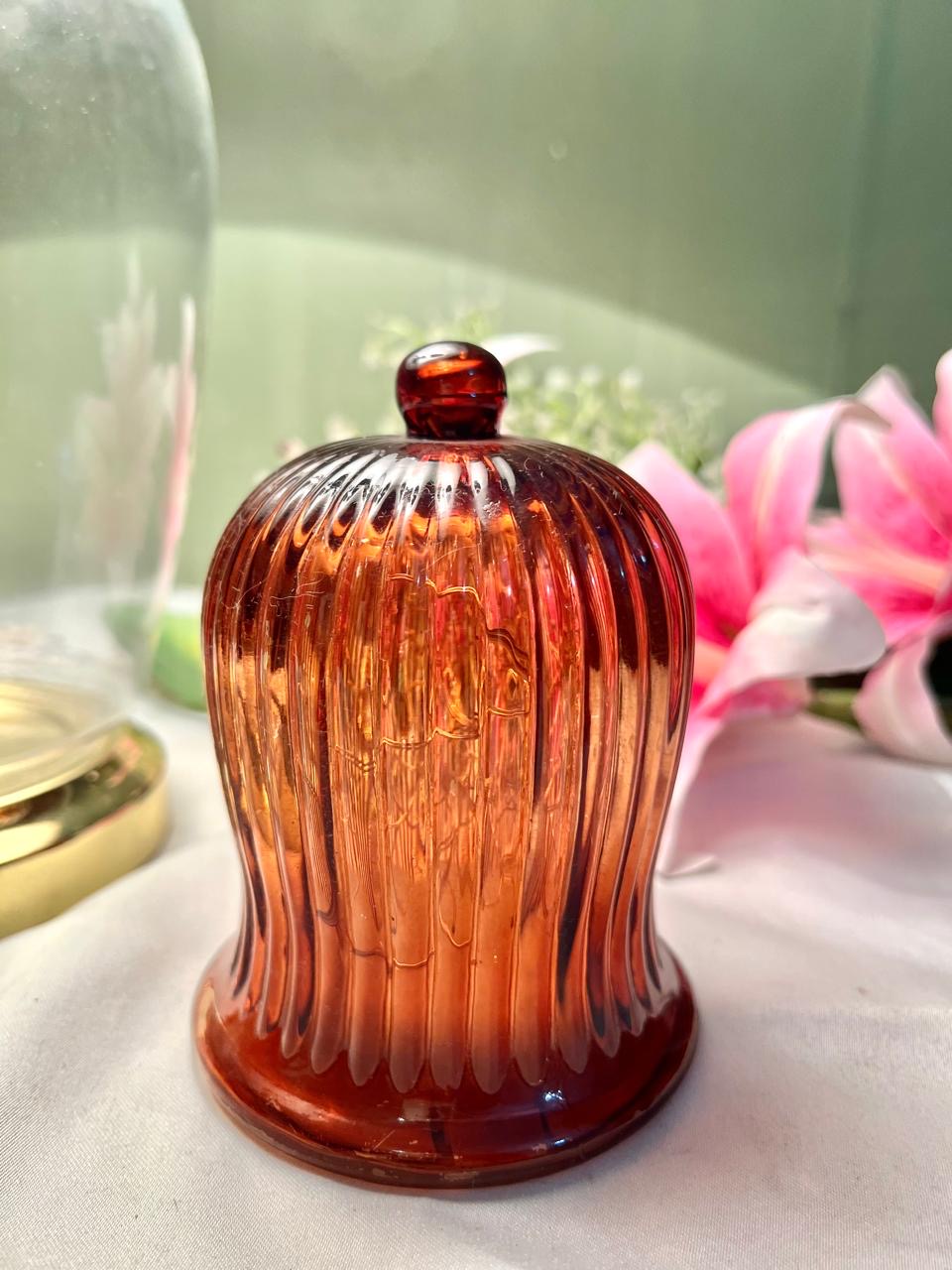 IKEA STRÅLA Amber Ribbed LED Decorative Light 13cm