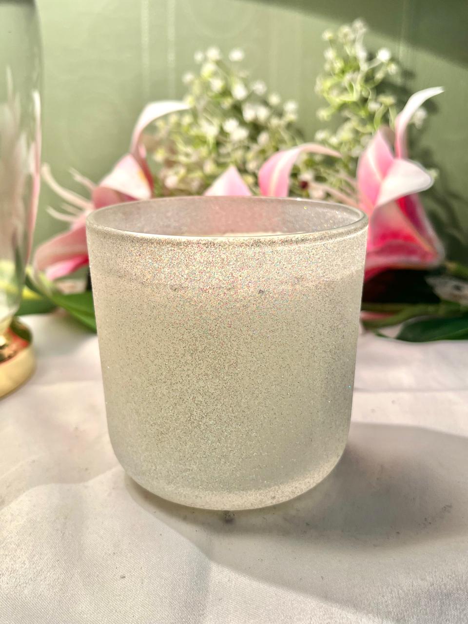Vintage Frosted Crystal Candle Holder Approx. 11 cm