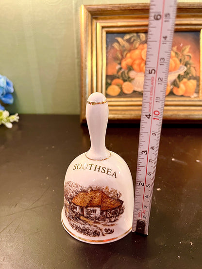 Southsea Ceramic Souvenir Bell – Cottage Scene Collectible