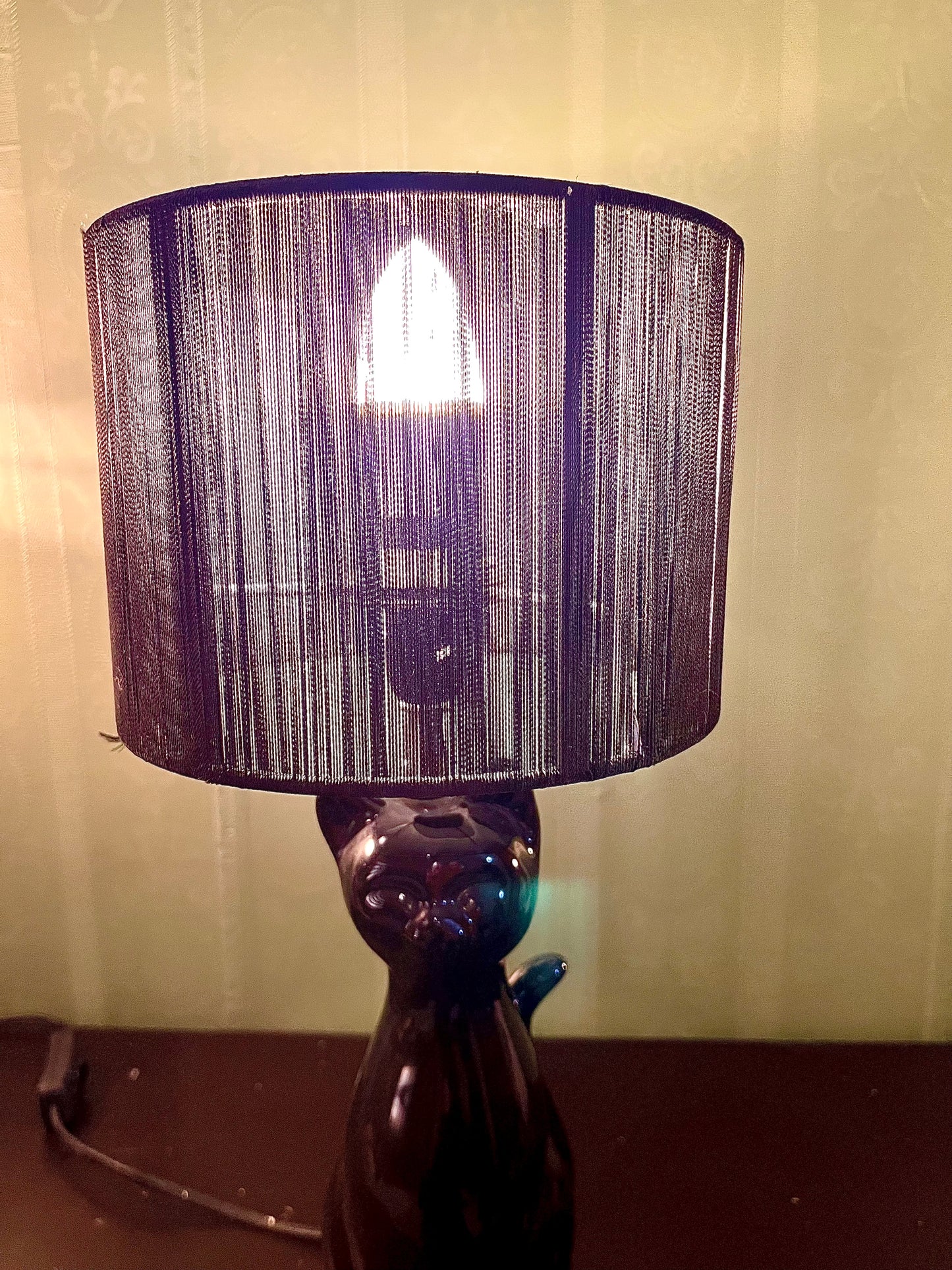 Black Cat Ceramic Table Lamp 16 Inch