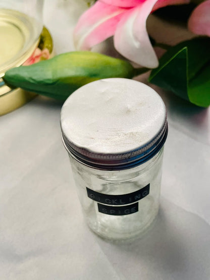 Vintage Pickling Spice Crystal Jar with Metal Lid, Approx. 9 cm