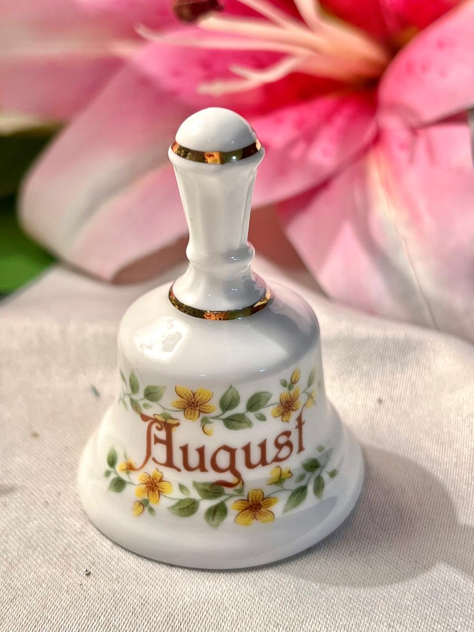 August Floral Fine Bone China Souvenir Bell – 2.5