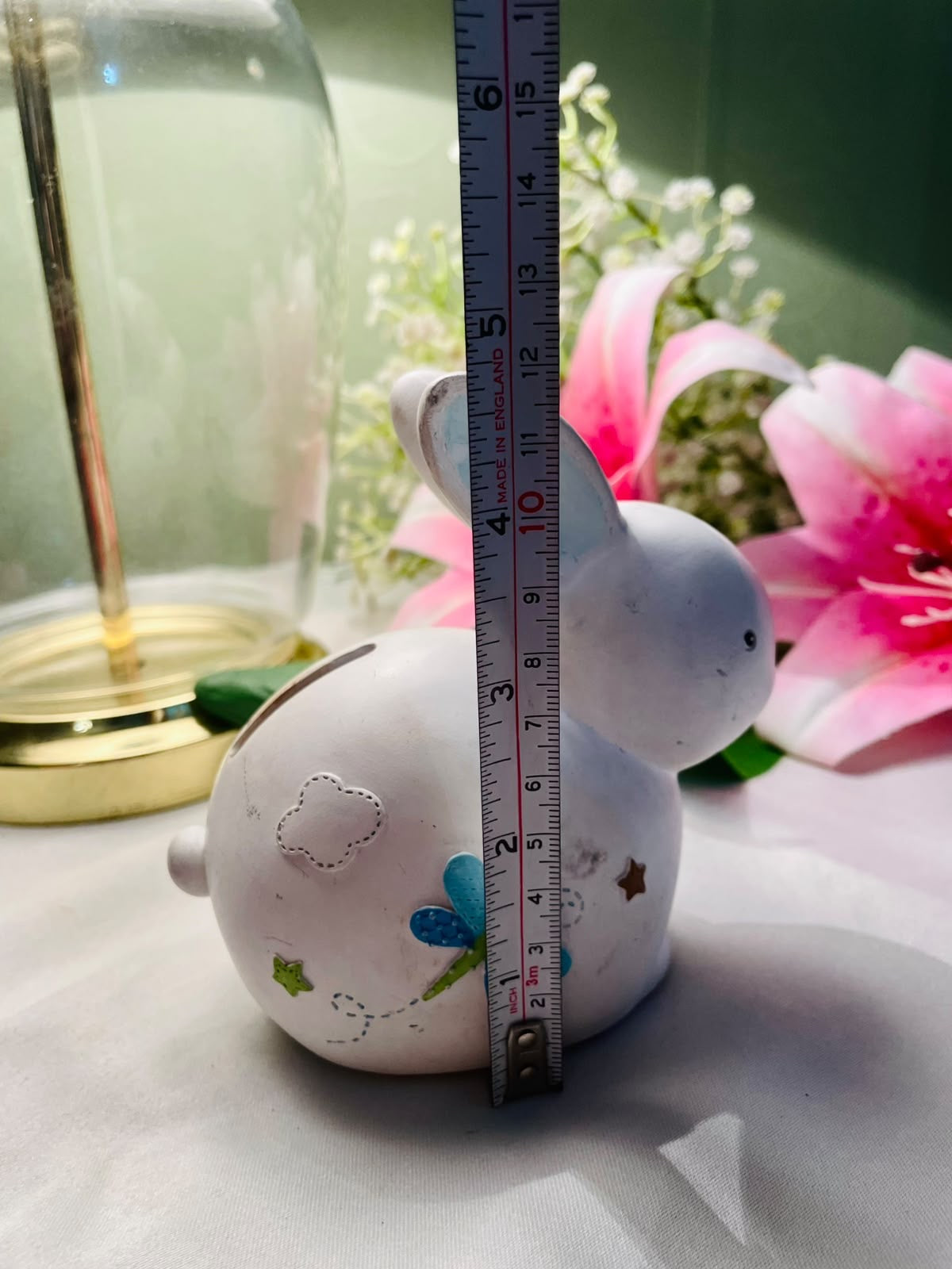 Vintage White Rabbit Money Bank, Approx. 12 cm