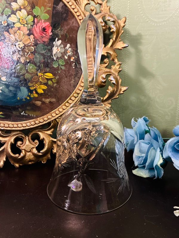 Vintage Smoky Clear Cut Crystal Decorative Bell