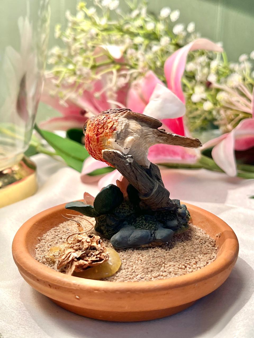 Robin Bird Floral Miniature Figurine 8cm - 1 Piece
