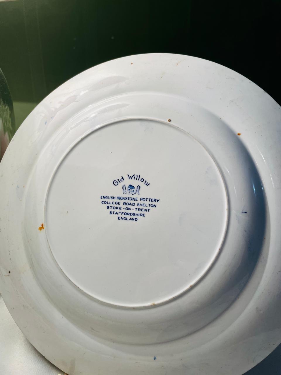 Vintage Old Willow English Ironstone Blue & White Plate 25 cm England