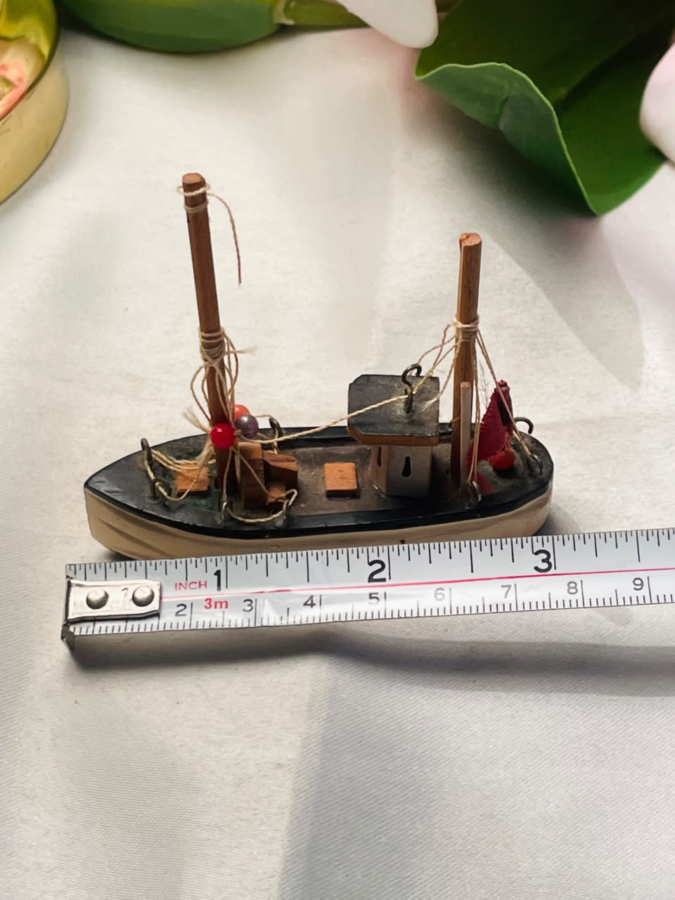 Miniature Fishing Boat Model Ornament Approx. 8 cm