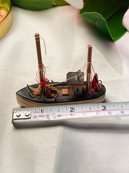 Miniature Fishing Boat Model Ornament Approx. 8 cm