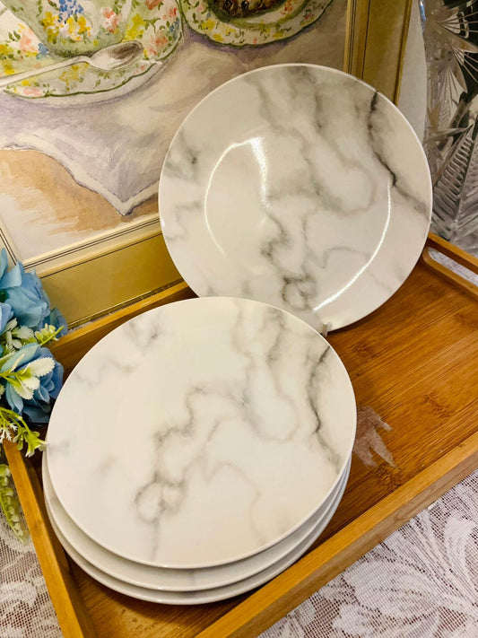 Elegant Marble Pattern Ceramic Plates Set of 4 – 8in