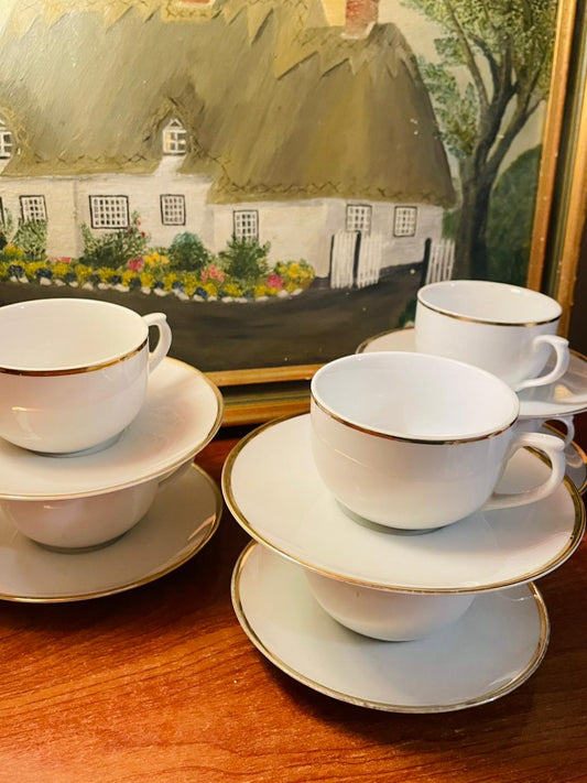 6 Cup Saucers set, Tea Set, (1400/-) White Gold, Germany
