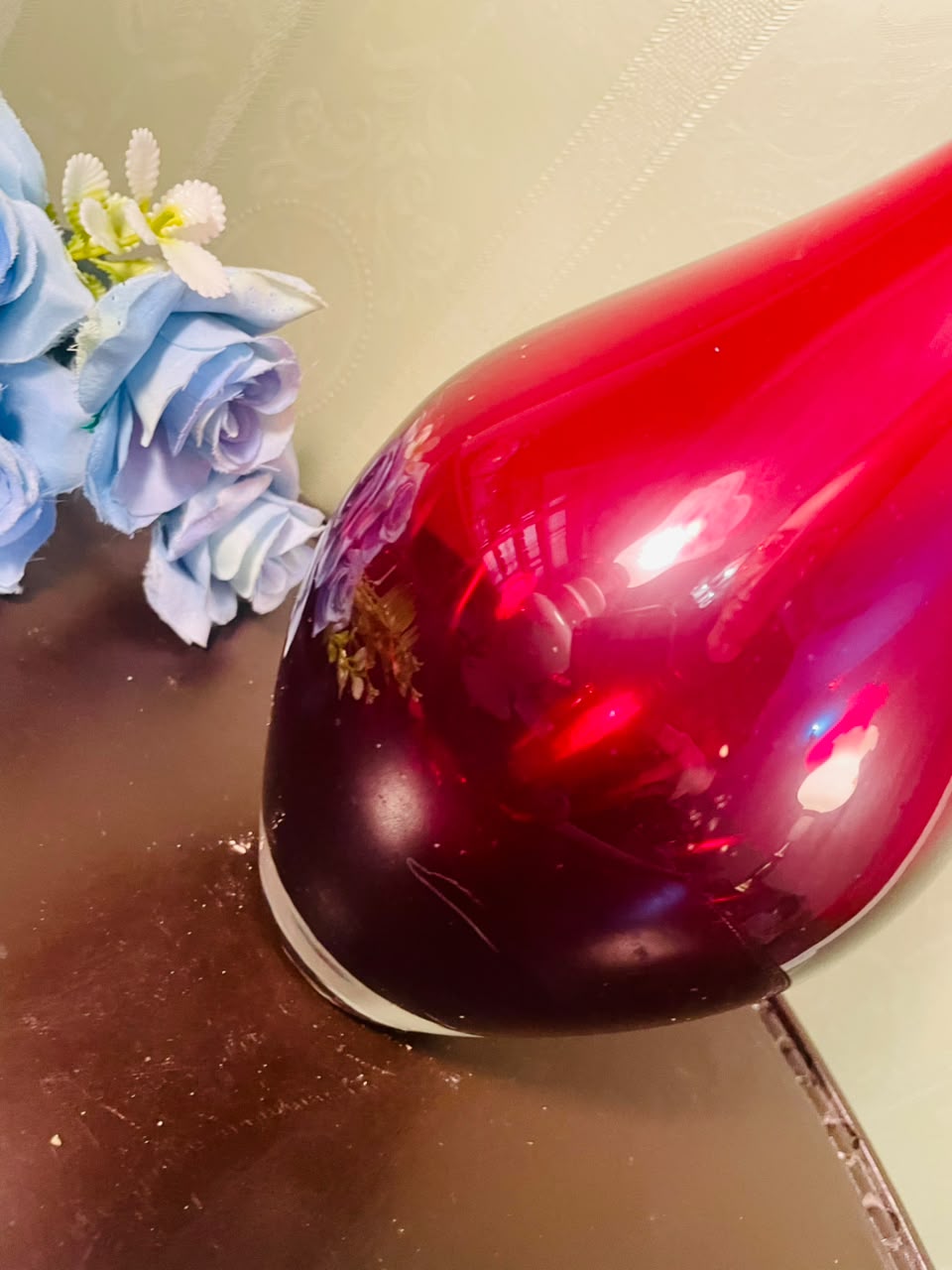 Large Red Decorative Crystal Floor Vase – 12 Inch Modern Statement Vase