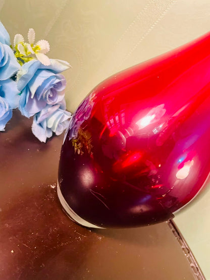 Large Red Decorative Crystal Floor Vase – 12 Inch Modern Statement Vase